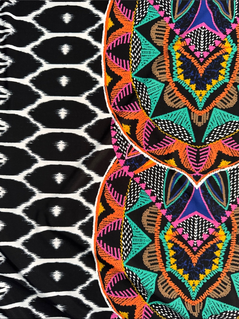 INC International Concepts Mini Dress Black Large Halter with Neon Tribal Motif - Picture 3 of 11